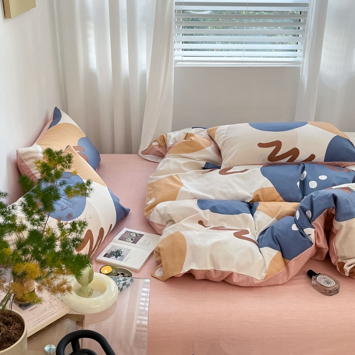 91家纺网 家纺一手货源 找家纺 吉象家纺 2022新款全棉北欧风印花系列四件套 悉尼豆沙