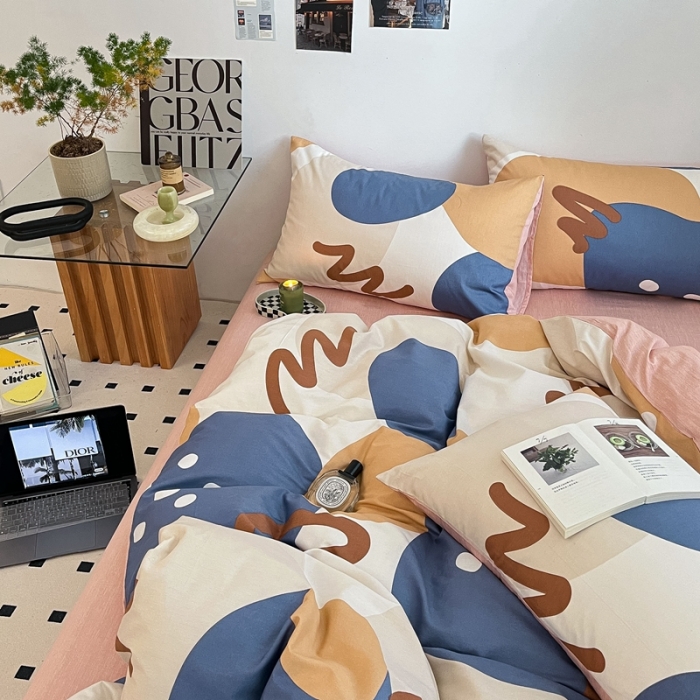 91家纺网 家纺一手货源 找家纺 吉象家纺 2022新款全棉北欧风印花系列单被套 悉尼豆沙
