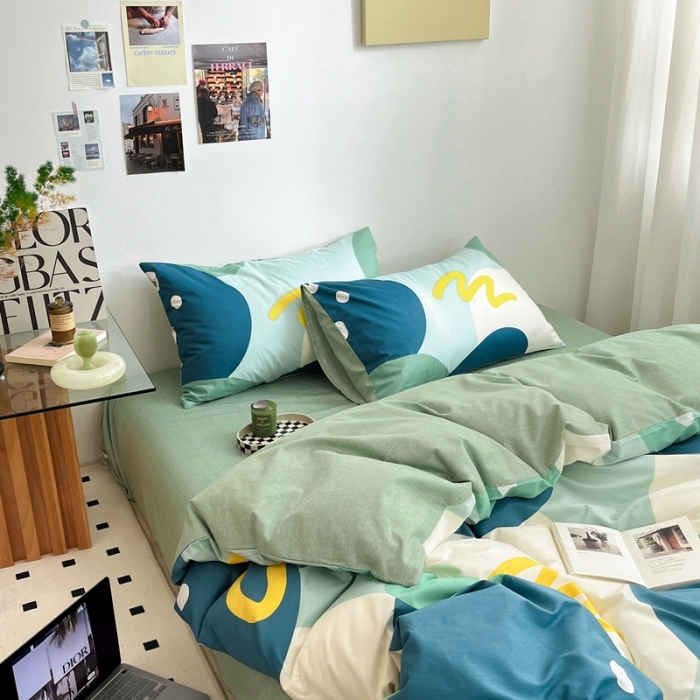 91家纺网 家纺一手货源 找家纺 吉象家纺 2022新款全棉北欧风印花系列单被套 悉尼绿