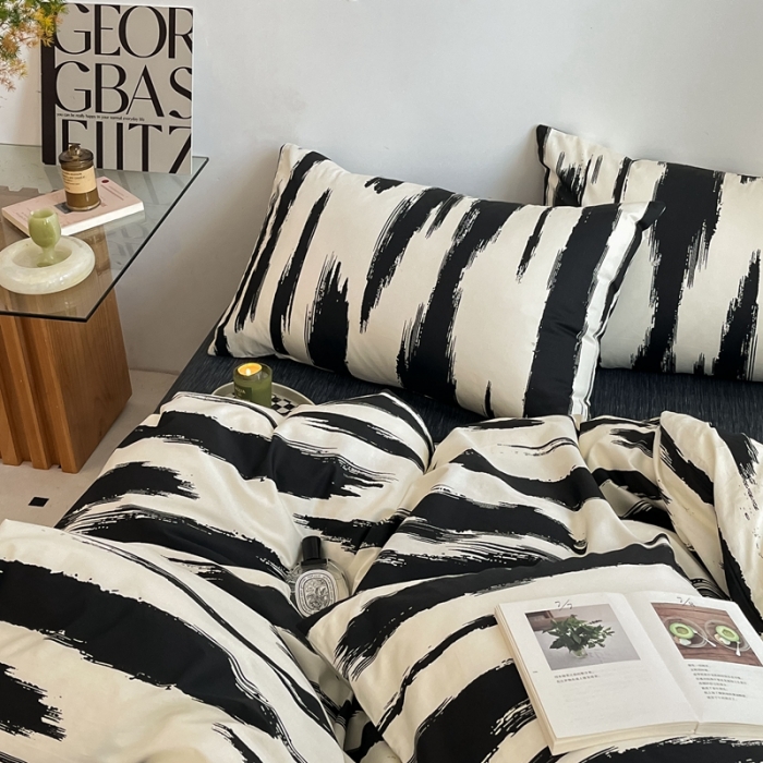 91家纺网 家纺一手货源 找家纺 吉象家纺 2022新款全棉北欧风印花系列单品枕套 文艺黑