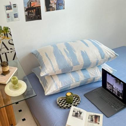 吉象家纺 2022新款全棉北欧风印花系列单品枕套 文艺蓝