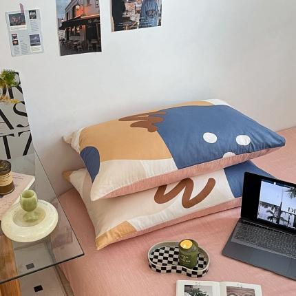 吉象家纺 2022新款全棉北欧风印花系列单品枕套 悉尼豆沙