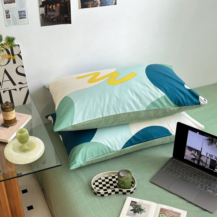 91家纺网 家纺一手货源 找家纺 吉象家纺 2022新款全棉北欧风印花系列单品枕套 悉尼绿