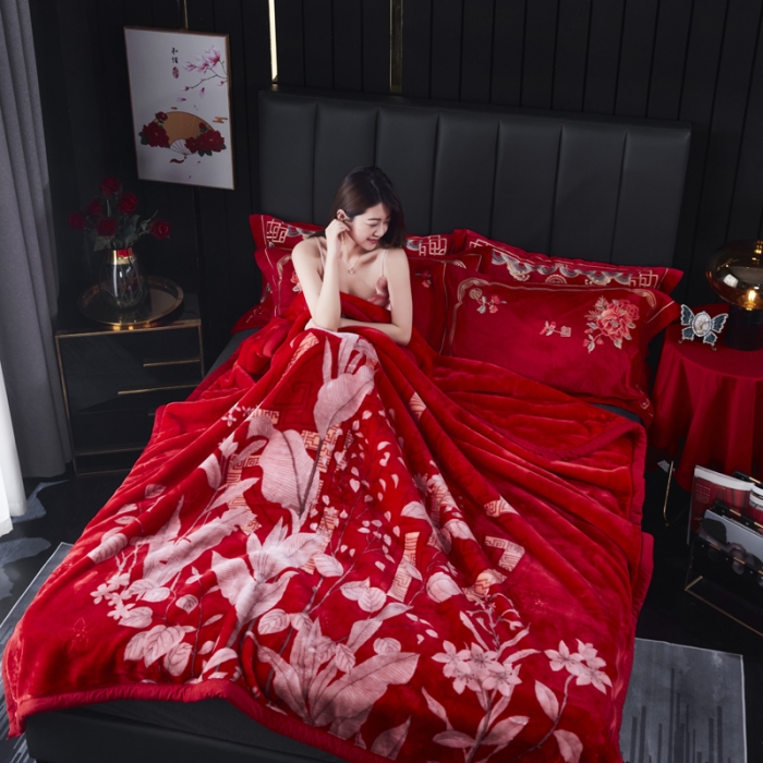 91家纺网 家纺一手货源 找家纺 凯轩毛毛毯毯子 婚庆长毛云毛毯毯子 锦上添花