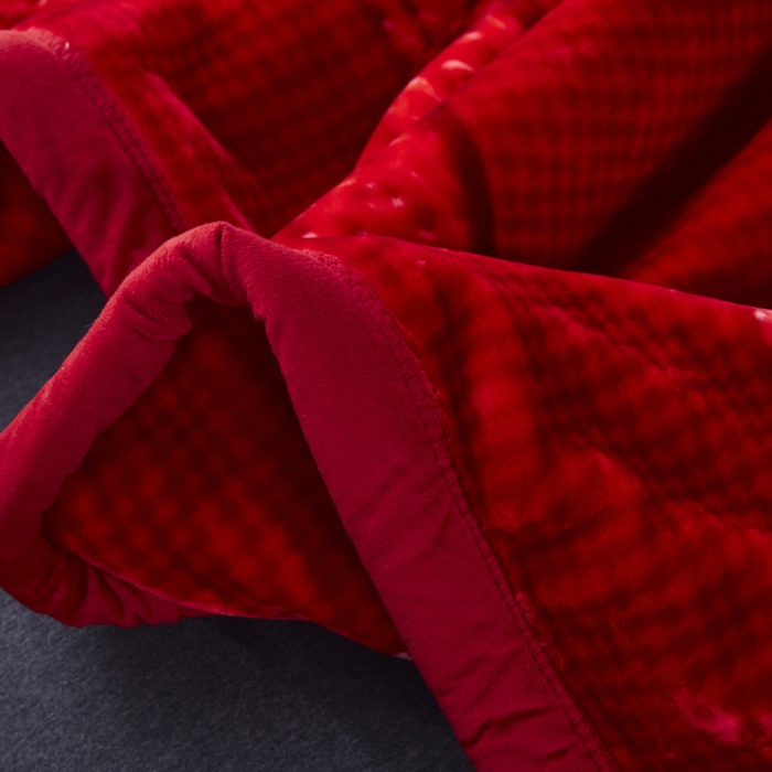 91家纺网 家纺一手货源 找家纺 凯轩毛毛毯毯子 婚庆长毛云毛毯毯子 满地红