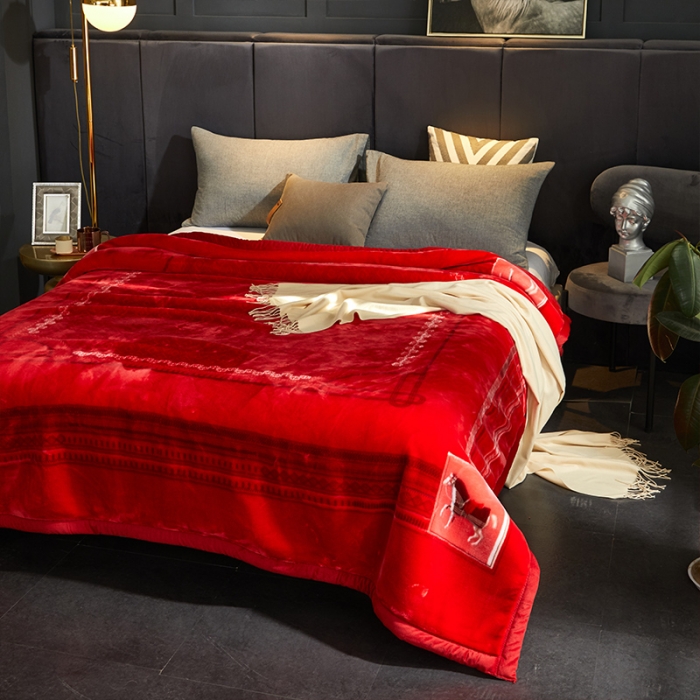 91家纺网 家纺一手货源 找家纺 凯轩毛毛毯毯子 婚庆长毛云毛毯毯子 神马曲 红