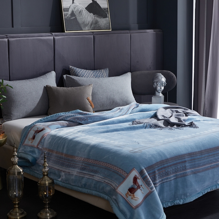 91家纺网 家纺一手货源 找家纺 凯轩毛毛毯毯子 婚庆长毛云毛毯毯子 神马曲 蓝