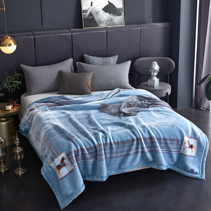 91家纺网 家纺一手货源 找家纺 凯轩毛毛毯毯子 婚庆长毛云毛毯毯子 神马曲 蓝