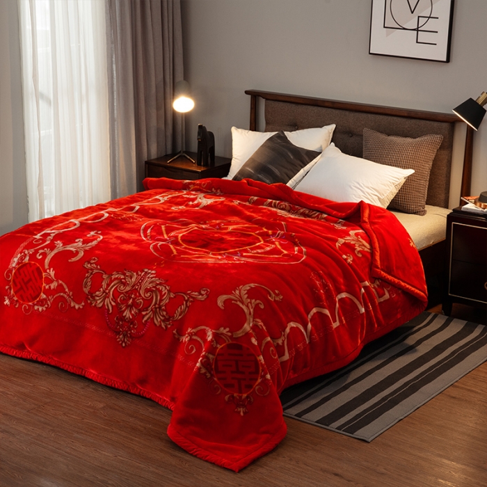 91家纺网 家纺一手货源 找家纺 凯轩毛毛毯毯子 婚庆长毛云毛毯毯子 喜伴一生