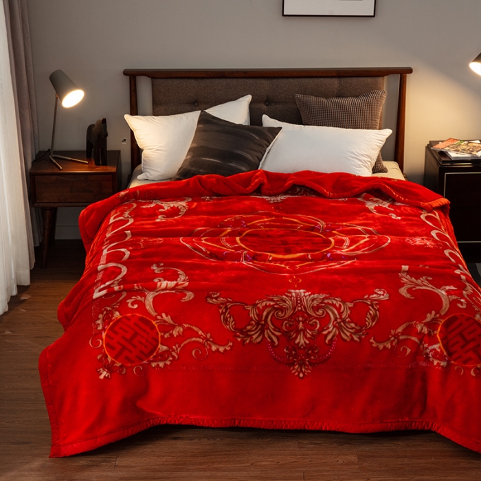 91家纺网 家纺一手货源 找家纺 凯轩毛毛毯毯子 婚庆长毛云毛毯毯子 喜伴一生