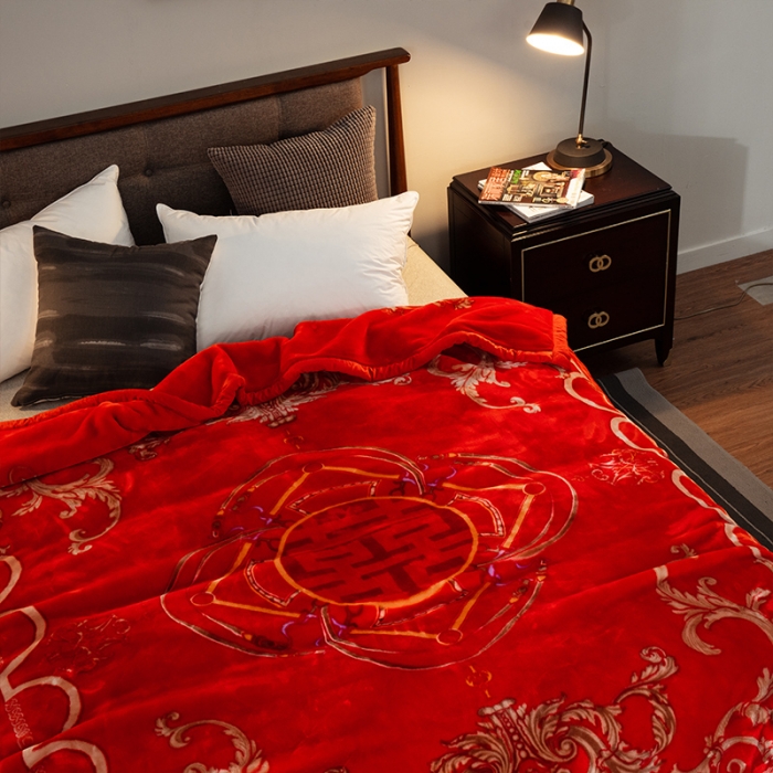 91家纺网 家纺一手货源 找家纺 凯轩毛毛毯毯子 婚庆长毛云毛毯毯子 喜伴一生