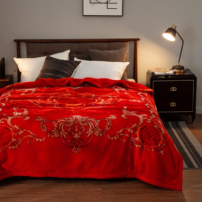 91家纺网 家纺一手货源 找家纺 凯轩毛毛毯毯子 婚庆长毛云毛毯毯子 喜伴一生