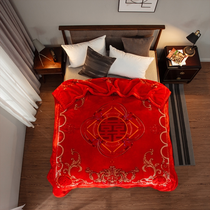 91家纺网 家纺一手货源 找家纺 凯轩毛毛毯毯子 婚庆长毛云毛毯毯子 喜伴一生