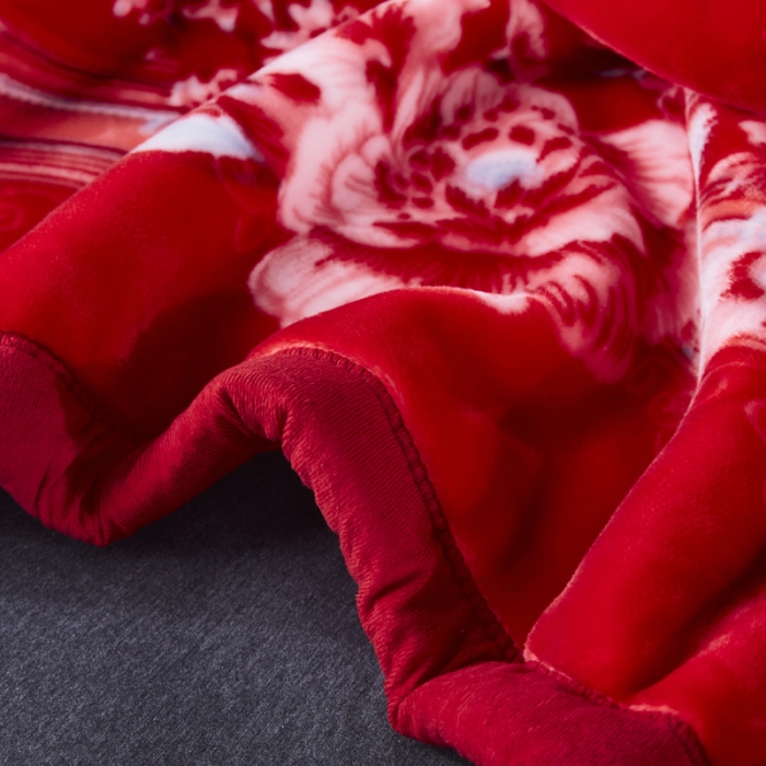 91家纺网 家纺一手货源 找家纺 凯轩毛毛毯毯子 婚庆长毛云毛毯毯子 胭脂红