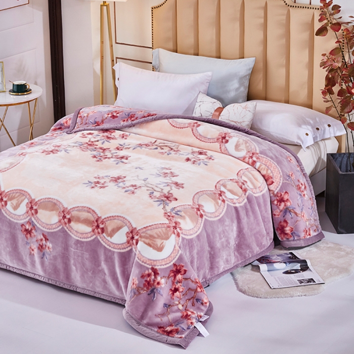 91家纺网 家纺一手货源 找家纺 凯轩毛毛毯毯子 婚庆长毛云毛毯毯子 紫花韵