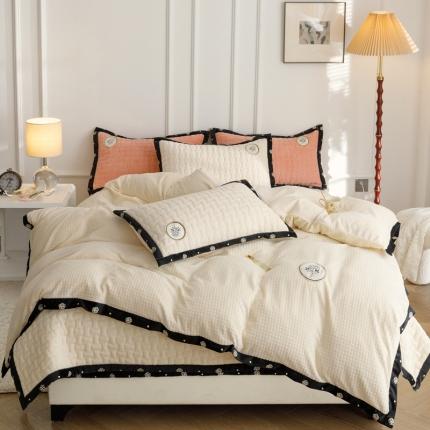 91家纺网 家纺一手货源 找家纺 （总）菊上家纺 2022新款牛奶绒床盖款四件套-小香玫瑰