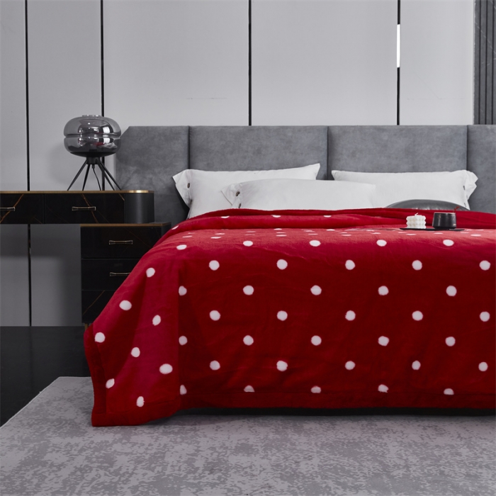 91家纺网 家纺一手货源 找家纺 凯轩毛毛毯毯子 仿皮草轻奢花貂毛毯毯子 波点