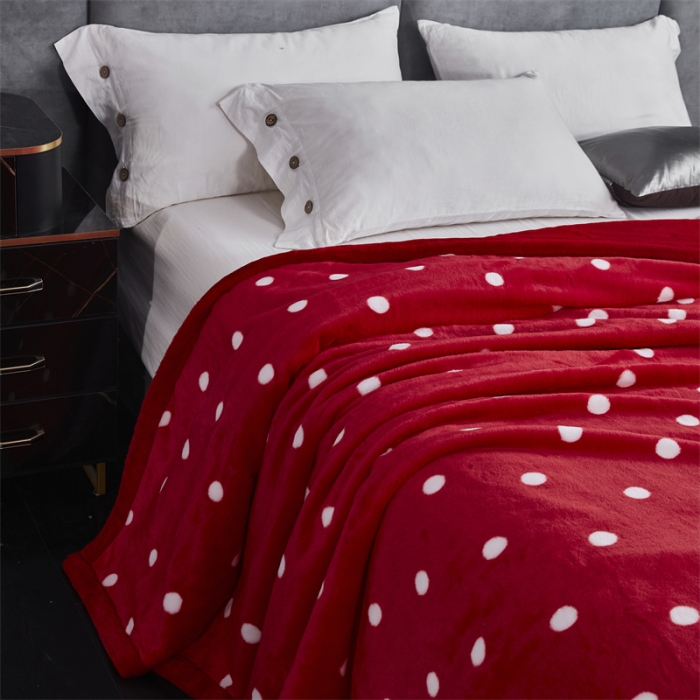 91家纺网 家纺一手货源 找家纺 凯轩毛毛毯毯子 仿皮草轻奢花貂毛毯毯子 波点