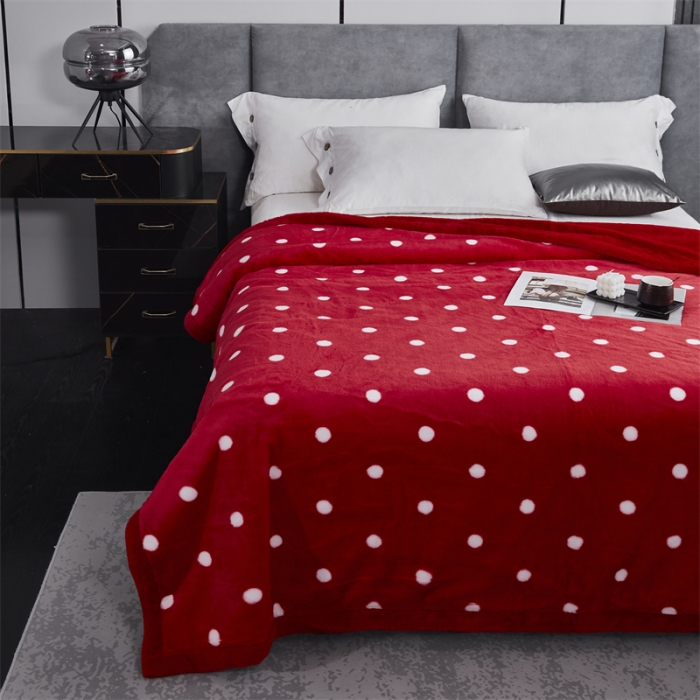 91家纺网 家纺一手货源 找家纺 凯轩毛毛毯毯子 仿皮草轻奢花貂毛毯毯子 波点