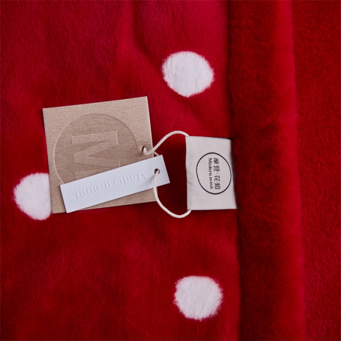 91家纺网 家纺一手货源 找家纺 凯轩毛毛毯毯子 仿皮草轻奢花貂毛毯毯子 波点