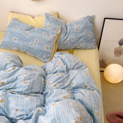 例外home 2022新款小雏菊牛奶绒四件套-实拍图 兰