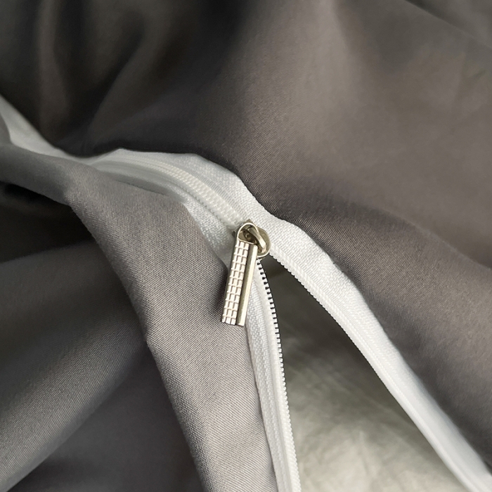 91家纺网 家纺一手货源 找家纺 贝拉梦 2023亲肤棉北欧简约风纯色双拼105g四件套雾霾灰