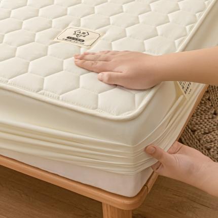 91家纺网 家纺一手货源 找家纺 芬晴 2023新款A类面料夹棉床笠系列 雅致-米白