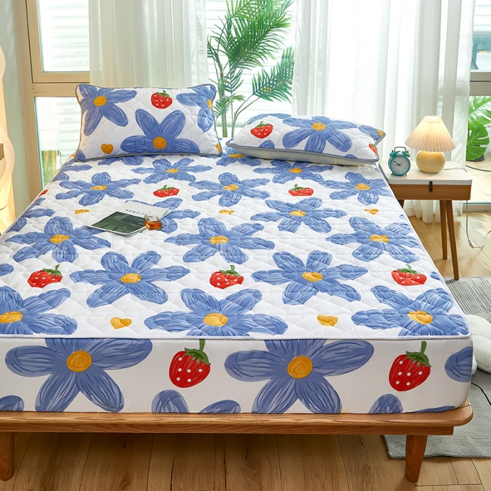 91家纺网 家纺一手货源 找家纺 蕾诺 2023新品夹棉防水隔尿床笠席梦思保护套 甜蜜青春