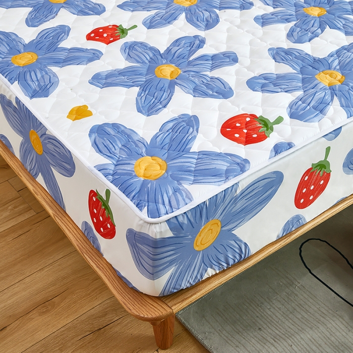 91家纺网 家纺一手货源 找家纺 蕾诺 2023新品夹棉防水隔尿床笠席梦思保护套 甜蜜青春