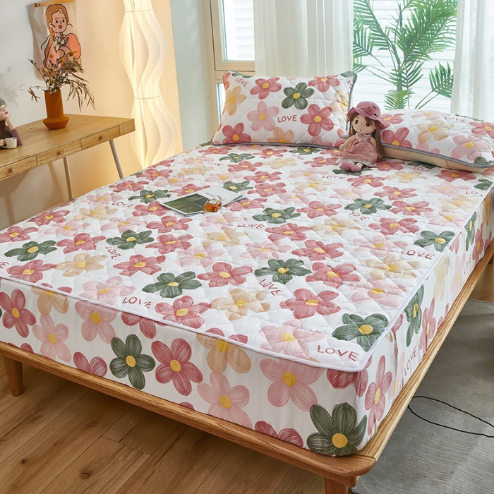 91家纺网 家纺一手货源 找家纺 蕾诺 2023新品夹棉防水隔尿床笠席梦思保护套 艾丽尔