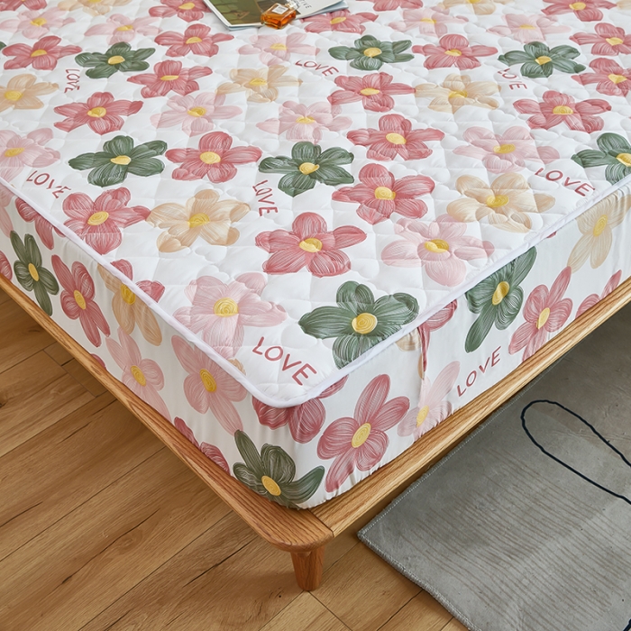 91家纺网 家纺一手货源 找家纺 蕾诺 2023新品夹棉防水隔尿床笠席梦思保护套 艾丽尔