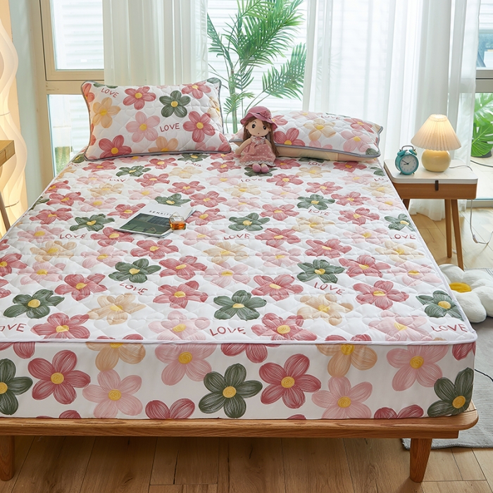 91家纺网 家纺一手货源 找家纺 蕾诺 2023新品夹棉防水隔尿床笠席梦思保护套 艾丽尔