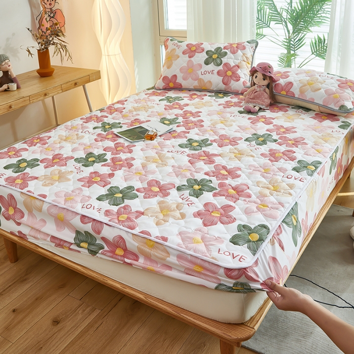 91家纺网 家纺一手货源 找家纺 蕾诺 2023新品夹棉防水隔尿床笠席梦思保护套 艾丽尔