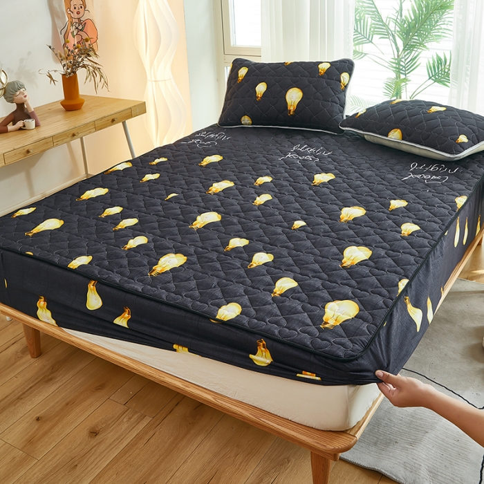 91家纺网 家纺一手货源 找家纺 蕾诺 2023新品夹棉防水隔尿床笠席梦思保护套 安逸