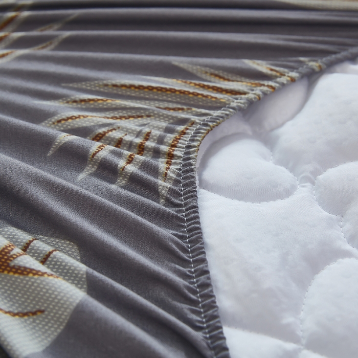 91家纺网 家纺一手货源 找家纺 蕾诺 2023新品夹棉防水隔尿床笠席梦思保护套 朝花夕拾 灰