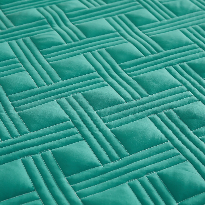 91家纺网 家纺一手货源 找家纺 蕾诺 2023新品夹棉防水隔尿床笠席梦思保护套 东墨绿