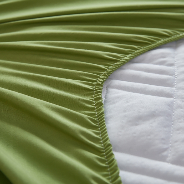 91家纺网 家纺一手货源 找家纺 蕾诺 2023新品夹棉防水隔尿床笠席梦思保护套 金豆绿