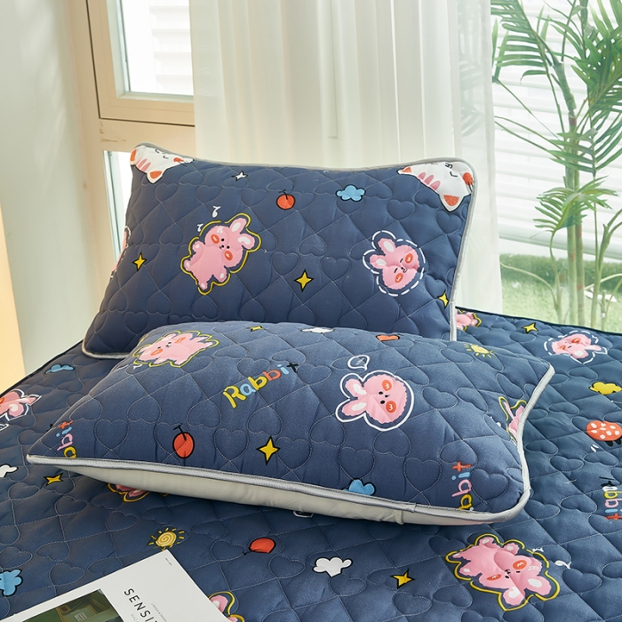 91家纺网 家纺一手货源 找家纺 蕾诺 2023新品夹棉防水隔尿床笠席梦思保护套 可爱兔