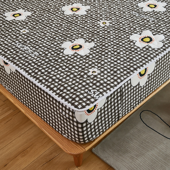 91家纺网 家纺一手货源 找家纺 蕾诺 2023新品夹棉防水隔尿床笠席梦思保护套 兰花格