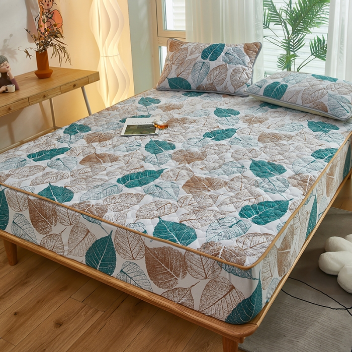 91家纺网 家纺一手货源 找家纺 蕾诺 2023新品夹棉防水隔尿床笠席梦思保护套 秋意浓