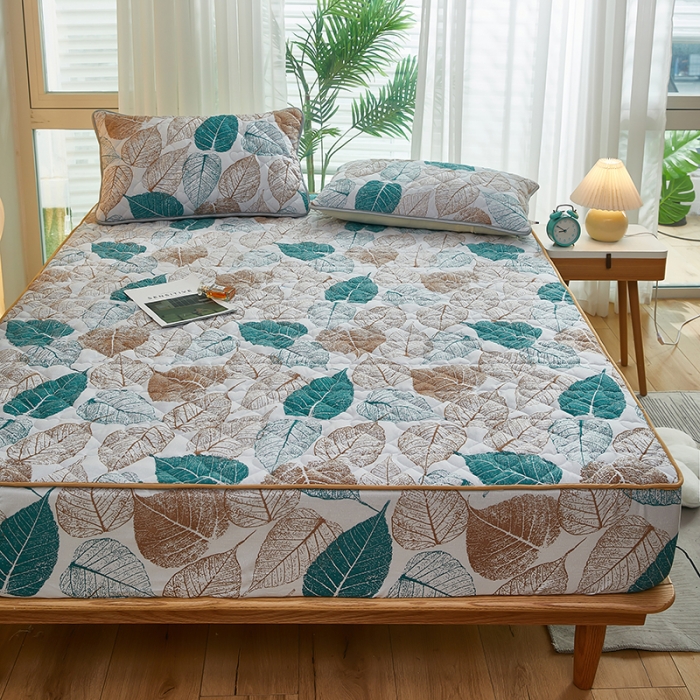 91家纺网 家纺一手货源 找家纺 蕾诺 2023新品夹棉防水隔尿床笠席梦思保护套 秋意浓