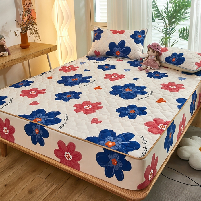 91家纺网 家纺一手货源 找家纺 蕾诺 2023新品夹棉防水隔尿床笠席梦思保护套 如沐春风