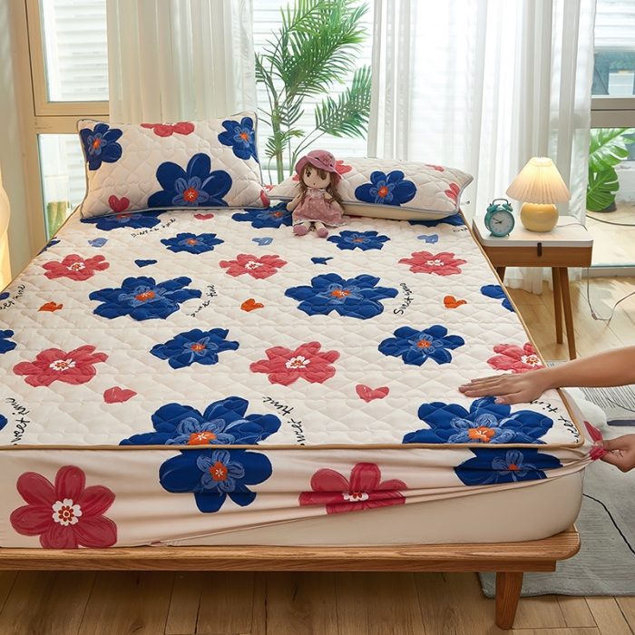 91家纺网 家纺一手货源 找家纺 蕾诺 2023新品夹棉防水隔尿床笠席梦思保护套 如沐春风