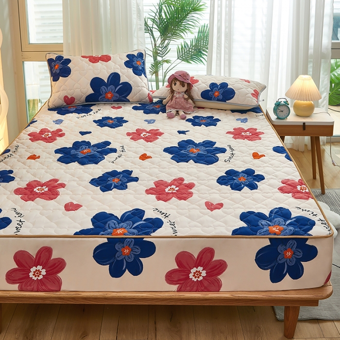 91家纺网 家纺一手货源 找家纺 蕾诺 2023新品夹棉防水隔尿床笠席梦思保护套 如沐春风