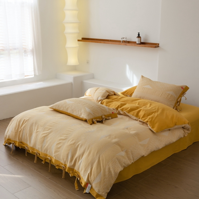 91家纺网 家纺一手货源 找家纺 安莱生活 2023四季款棉刺子大提花波西米亚风名族风四件套 波西米亚-姜黄