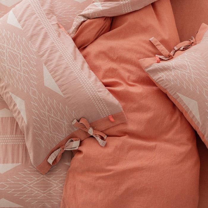 91家纺网 家纺一手货源 找家纺 安莱生活 2023四季款棉刺子大提花波西米亚风名族风四件套 波西米亚-桔红