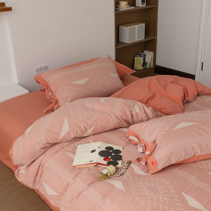 91家纺网 家纺一手货源 找家纺 安莱生活 2023四季款棉刺子大提花波西米亚风名族风四件套 波西米亚-桔红