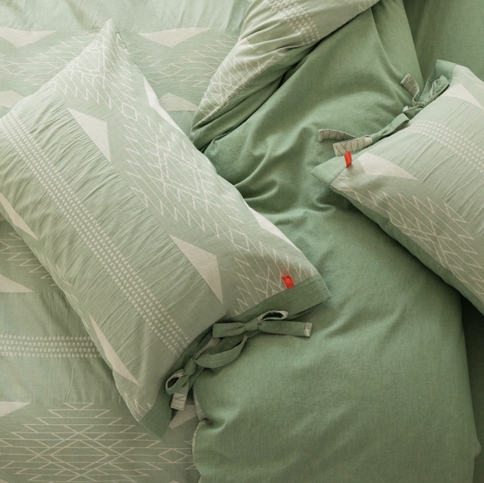 91家纺网 家纺一手货源 找家纺 安莱生活 2023四季款棉刺子大提花波西米亚风名族风四件套 波西米亚-嫩绿