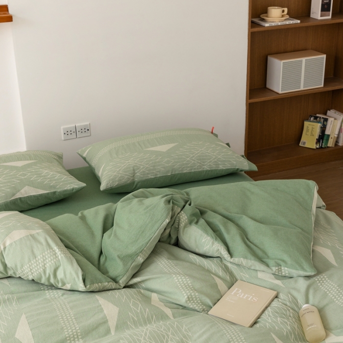 91家纺网 家纺一手货源 找家纺 安莱生活 2023四季款棉刺子大提花波西米亚风名族风四件套 波西米亚-嫩绿