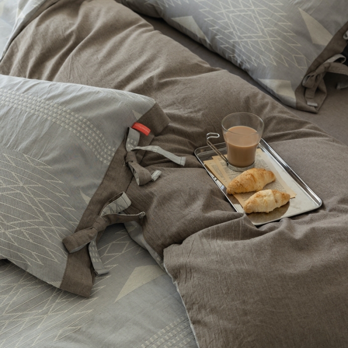 91家纺网 家纺一手货源 找家纺 安莱生活 2023四季款棉刺子大提花波西米亚风名族风四件套 波西米亚-浅灰